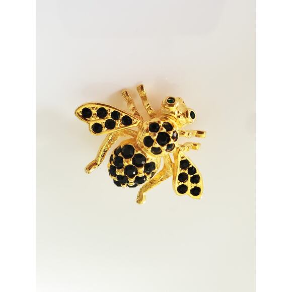Joan Rivers Jewelry - Vintage Joan Rivers Black Rhinestone Bug Pin Brooch